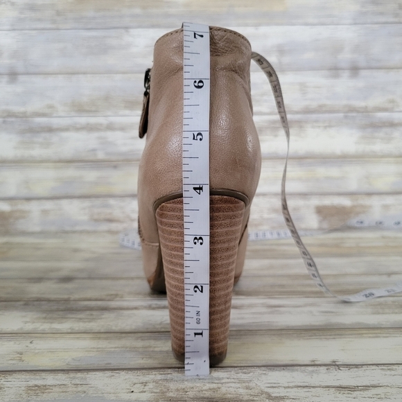 Geox Respira Kali Leather Block Heel Side Zip Boots EUR Size 41/US 10-10.5 Sand - Picture 11 of 12